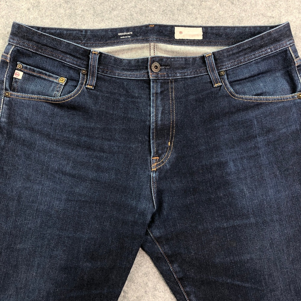AG GRADUATE Mens Jeans 38x32 (fits 40x29) Tailored Leg Blue Dark Wash Stretch - Picture 5 of 16